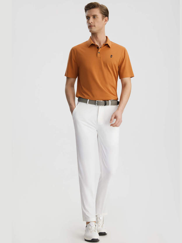 Sunlight Orange Stretch Short Sleeve Polo Shirt-OWN DREAM Shirts