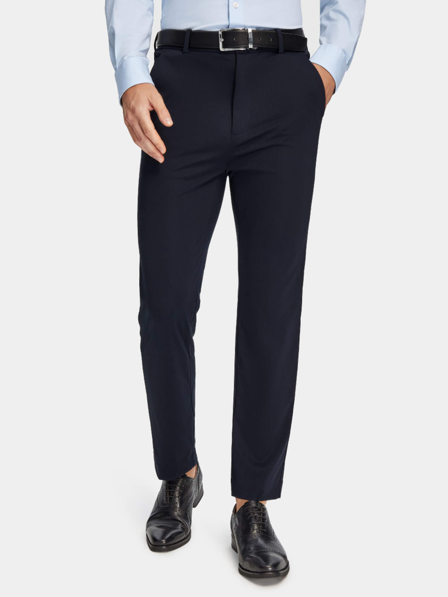 Night Sky Blue / Black Printed Cotton Stretch Dress Pants-OWN DREAM Shirts
