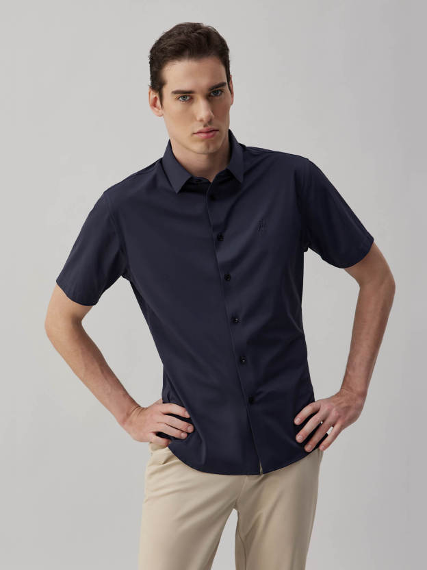 Seabourn Blue High-Stretch Short-Sleeve Shirt