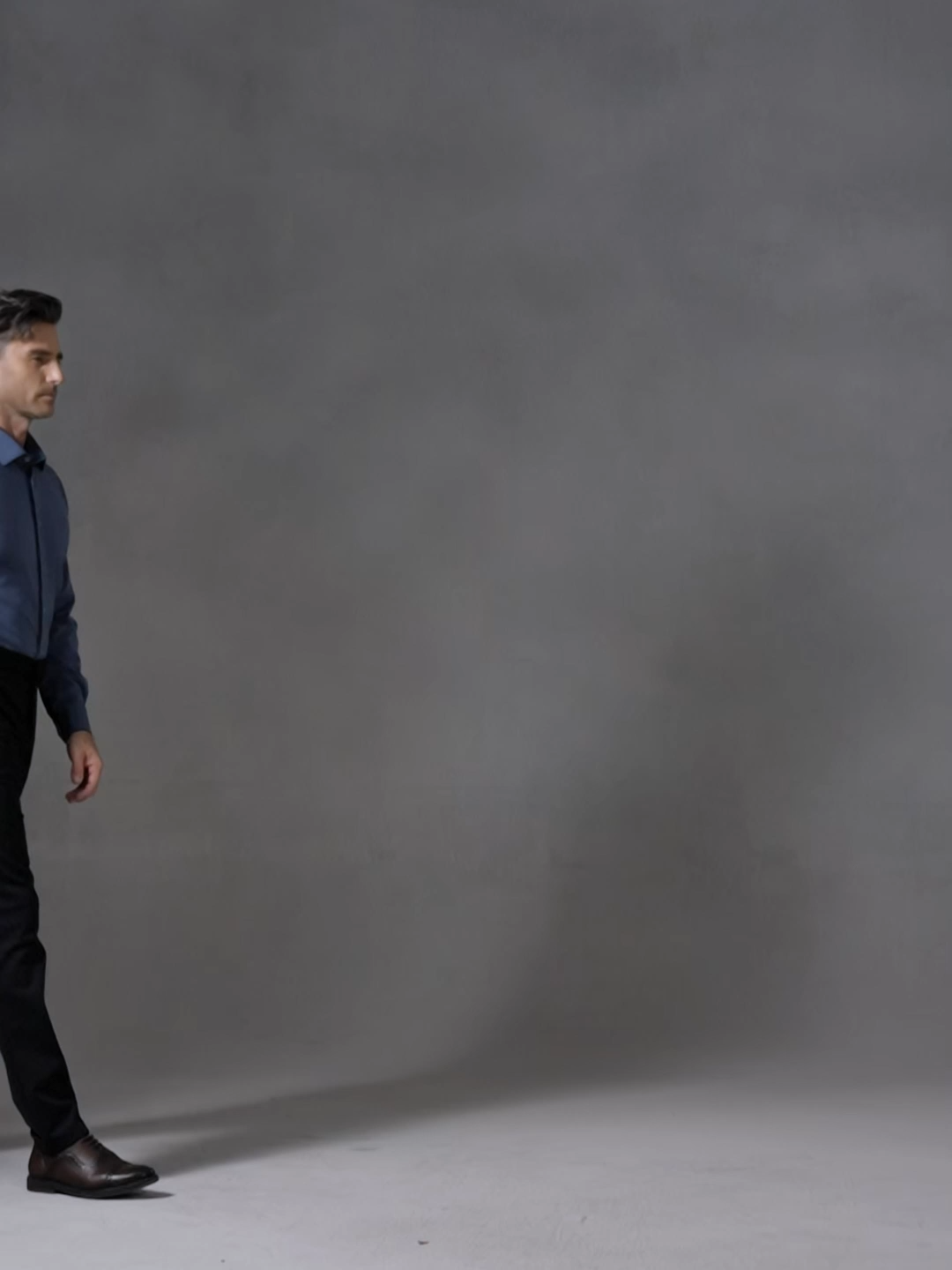 Deep Sea Blue Wool Check High-Stretch Shirt