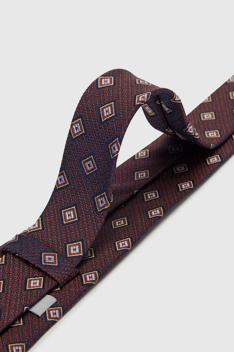 Brown Small Grid Silk Necktie-OWN DREAM Shirts