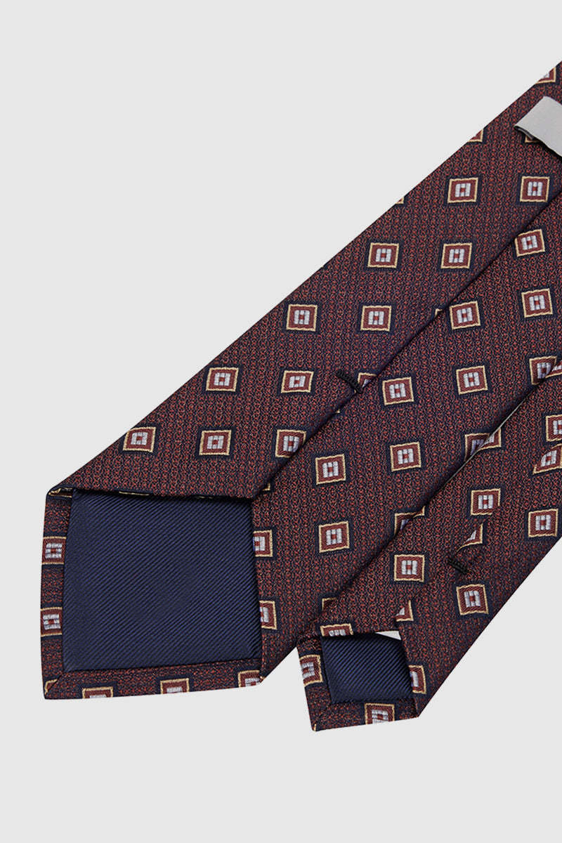 Brown Small Grid Silk Necktie-OWN DREAM Shirts