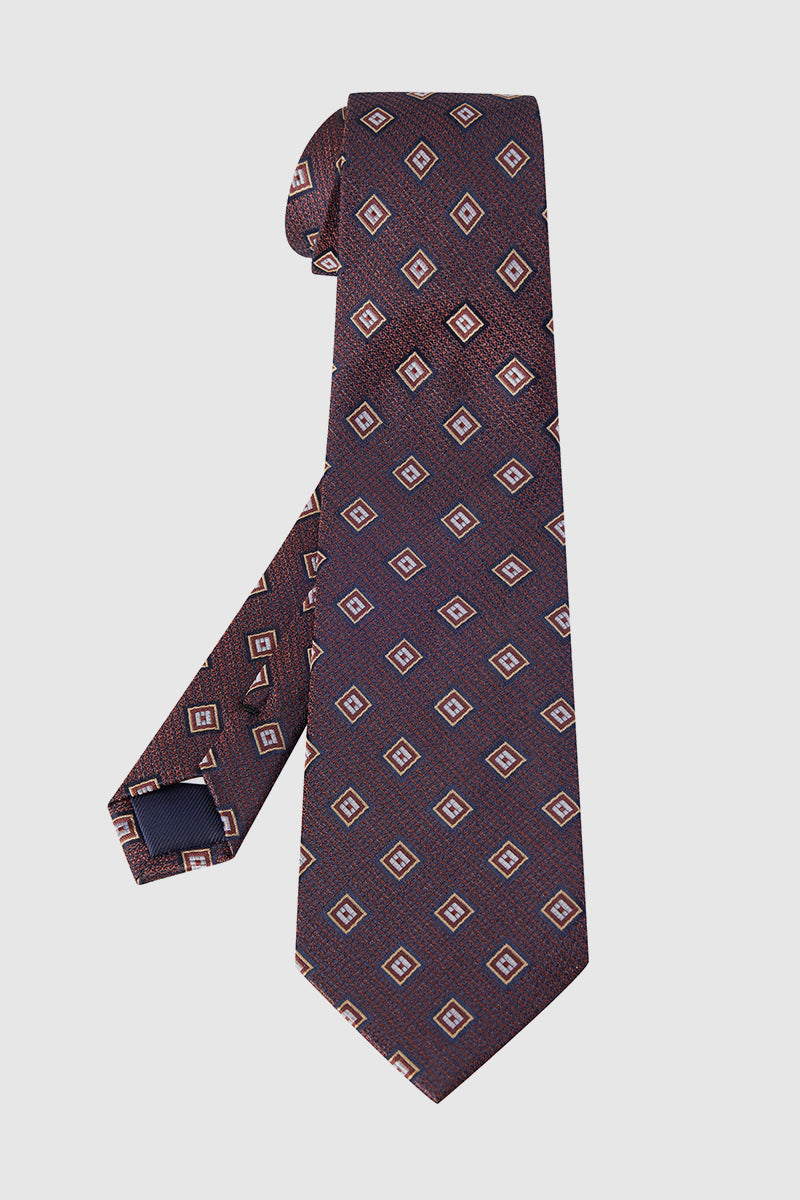 Brown Small Grid Silk Necktie-OWN DREAM Shirts