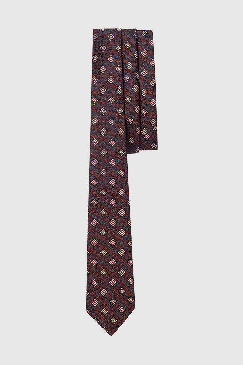 Brown Small Grid Silk Necktie-OWN DREAM Shirts