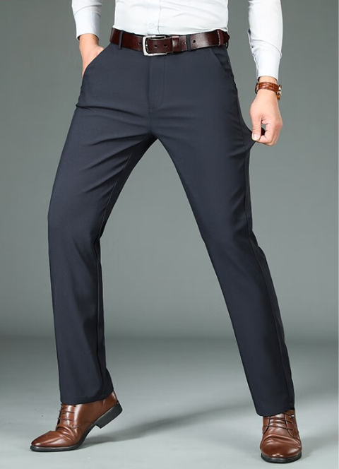 Night Sky Blue / Black Printed Cotton Stretch Dress Pants-OWN DREAM Shirts