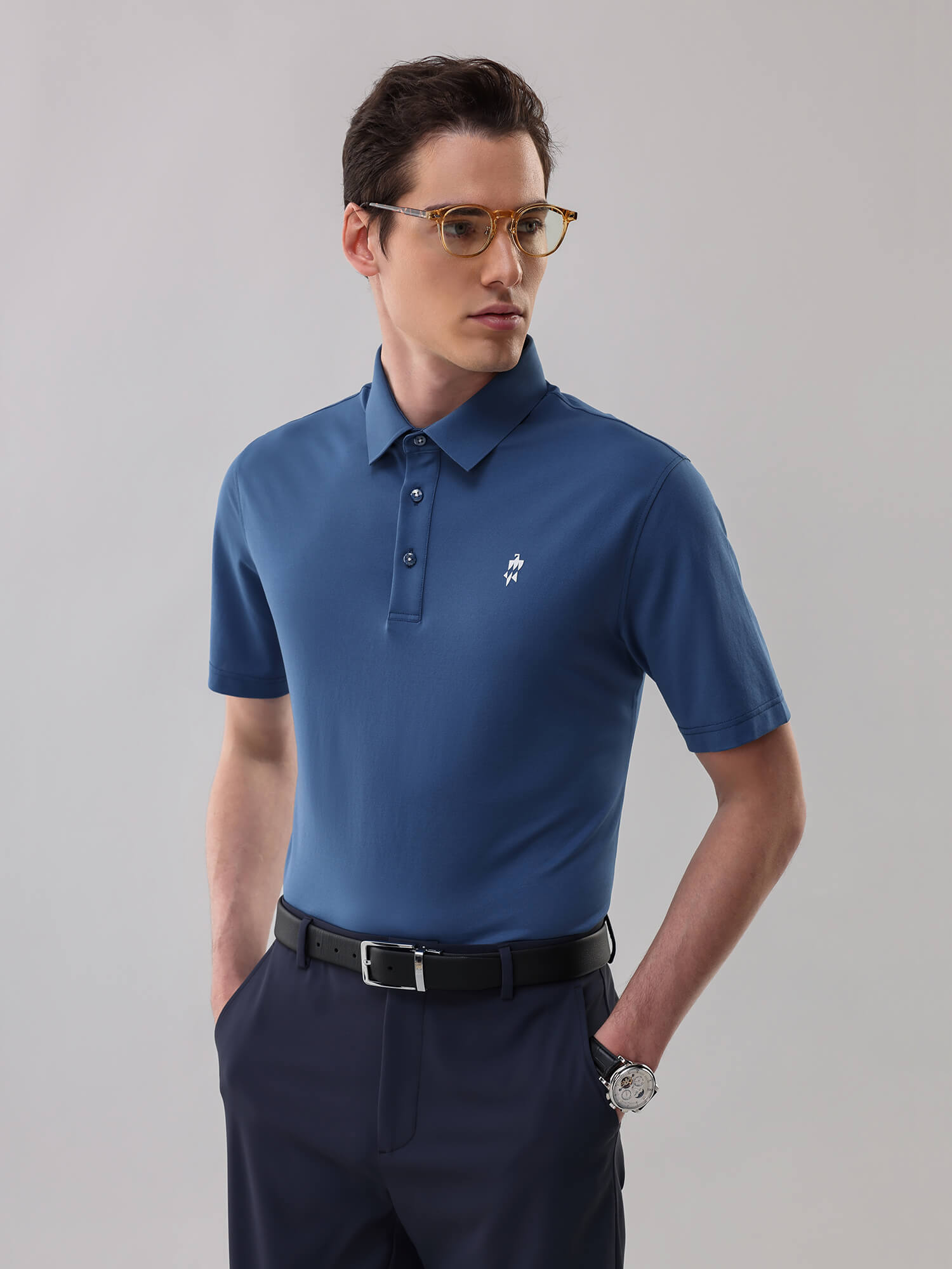 Cobalt Blue High-Stretch Polo-Own Dream Shirts-Dress Shirts for Men