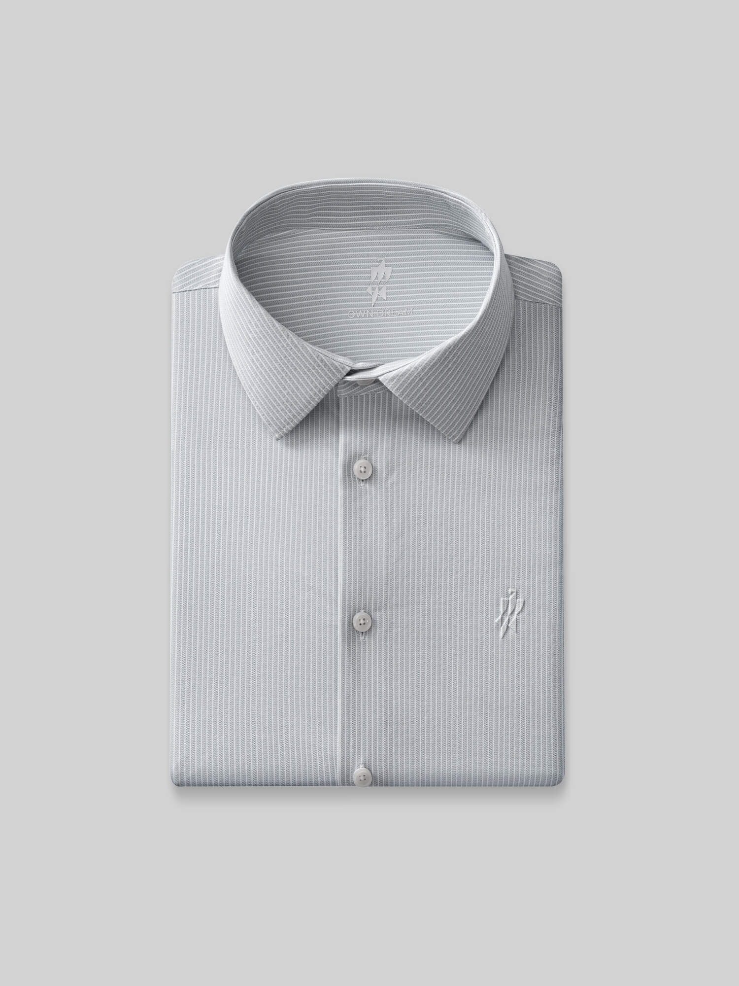 Mist Gray Stripe Pima Cotton High-Stretch Dress Shirt-Own Dream Shirts-Dress Shirts for Men