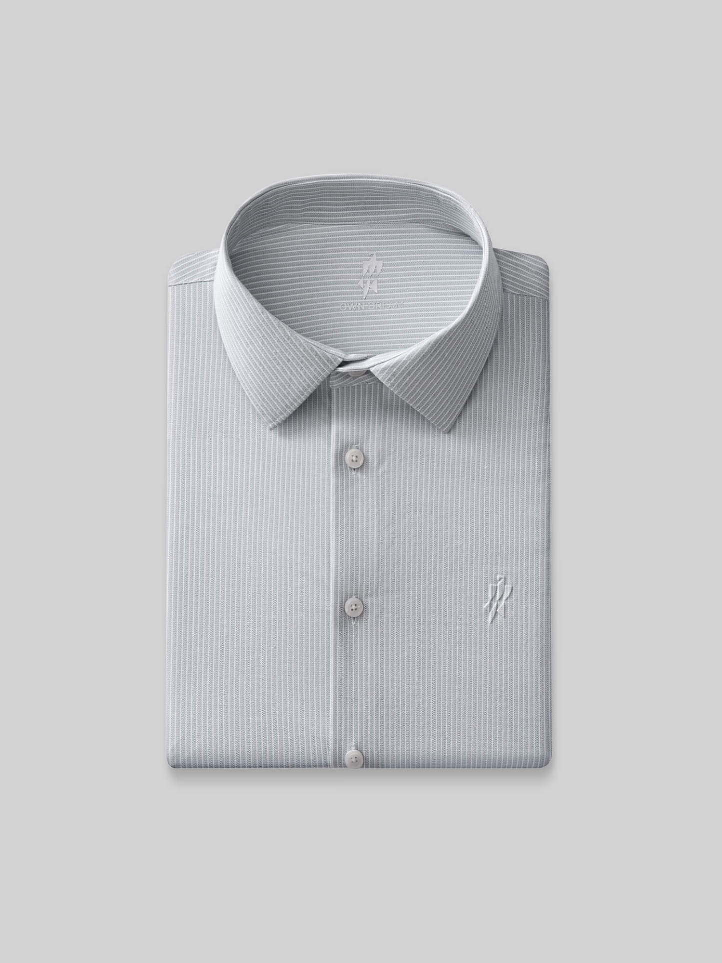 Mist Gray Stripe Pima Cotton High-Stretch Dress Shirt-Own Dream Shirts-Dress Shirts for Men