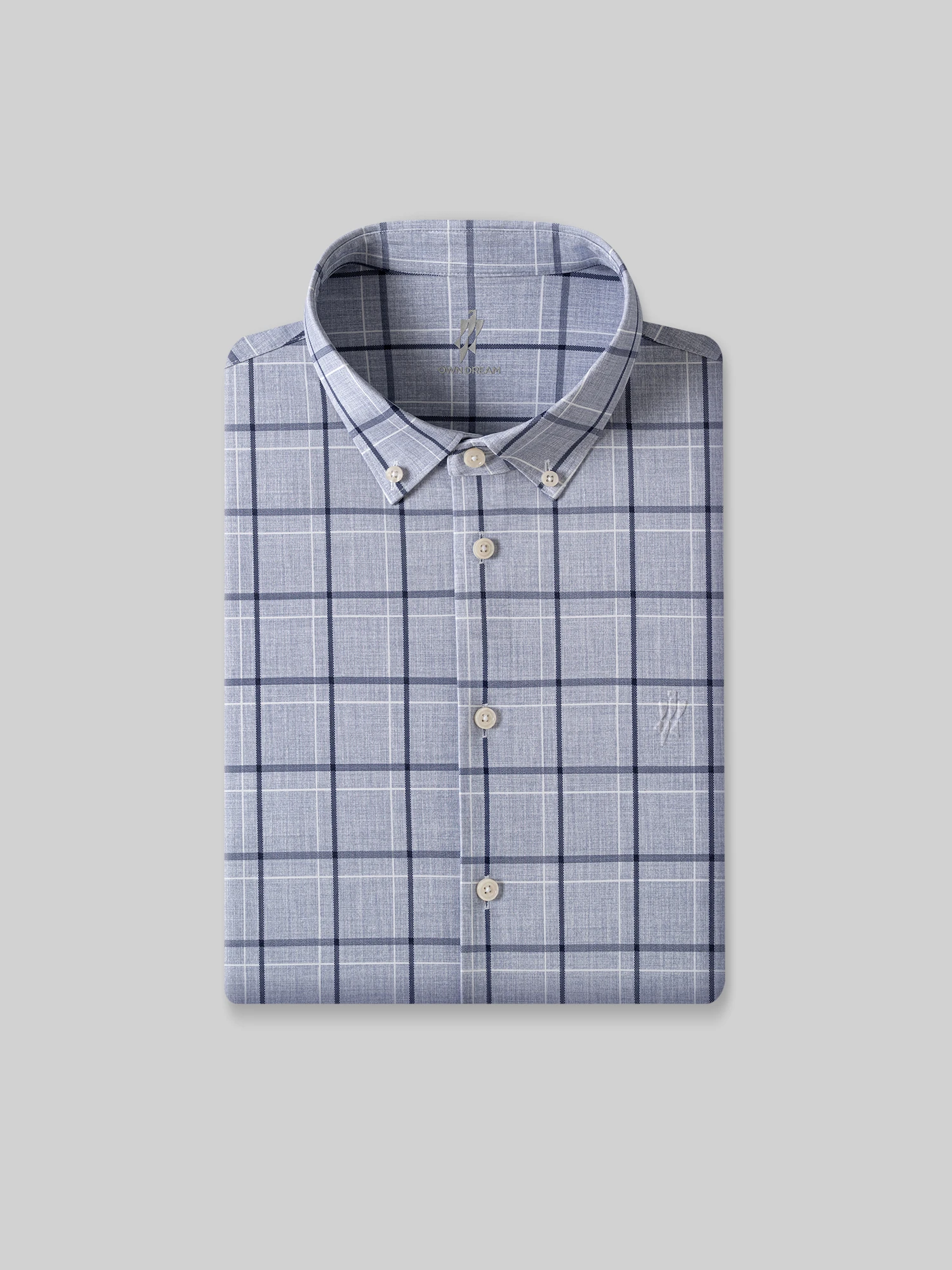 Mist Blue Check Stretch Shirt