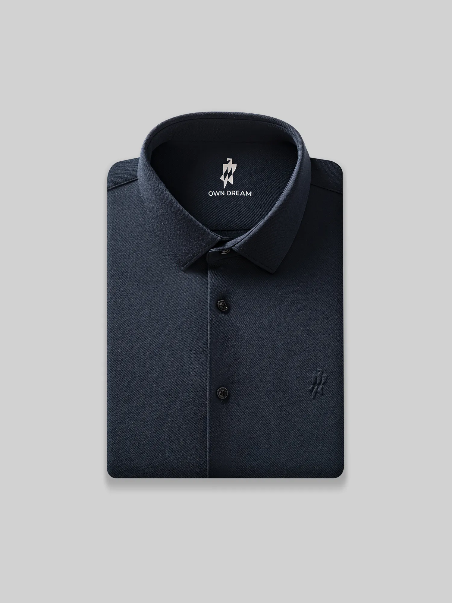 Midnight Navy Wool-Silk Stretch Shirt