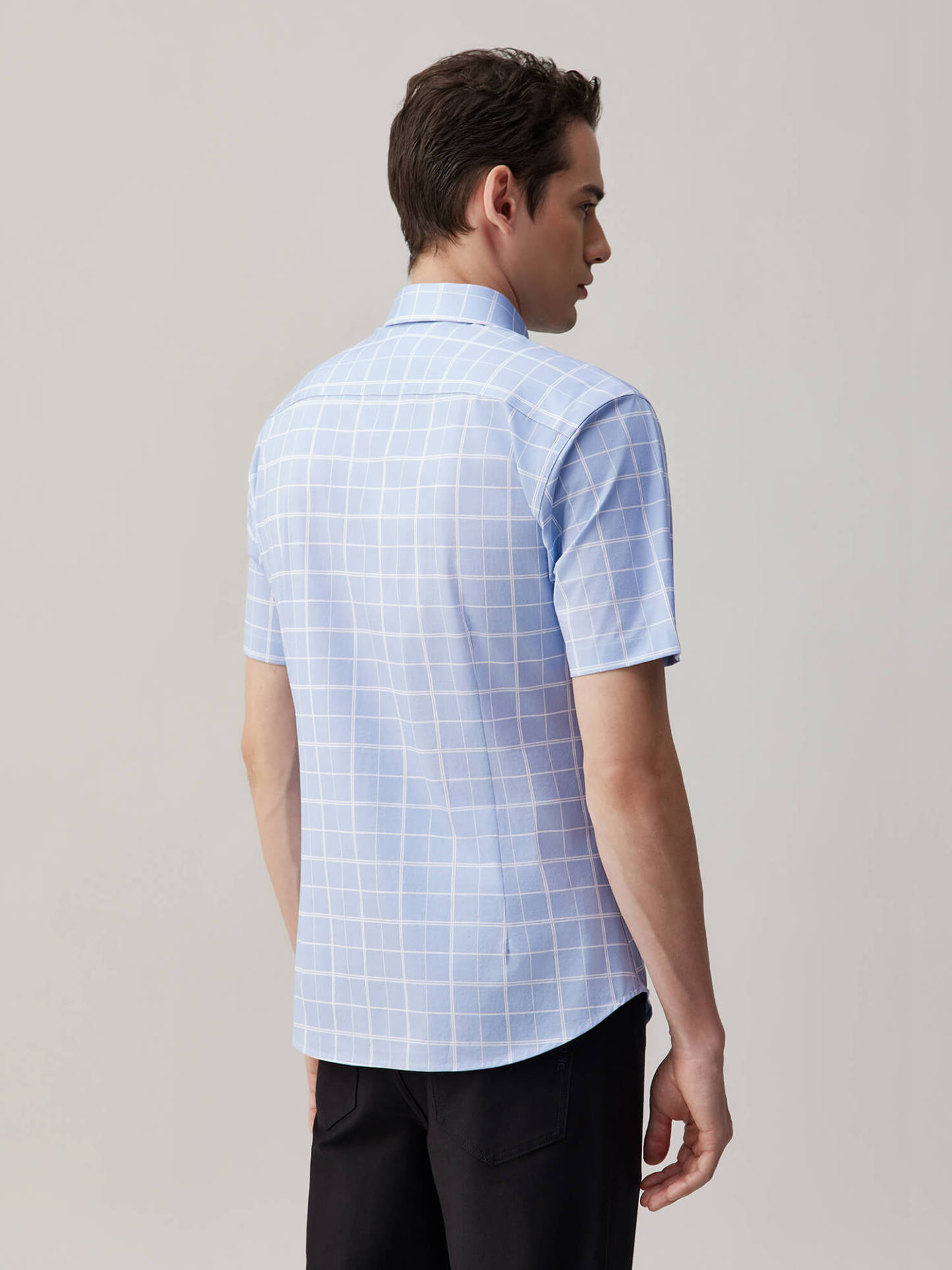 Opal Blue Omni-Stretch Check Short-Sleeve Shirt