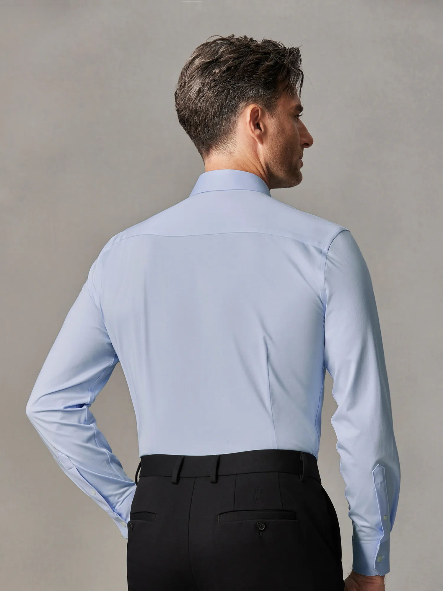 Classic Blue Shirt & Black Pants Set