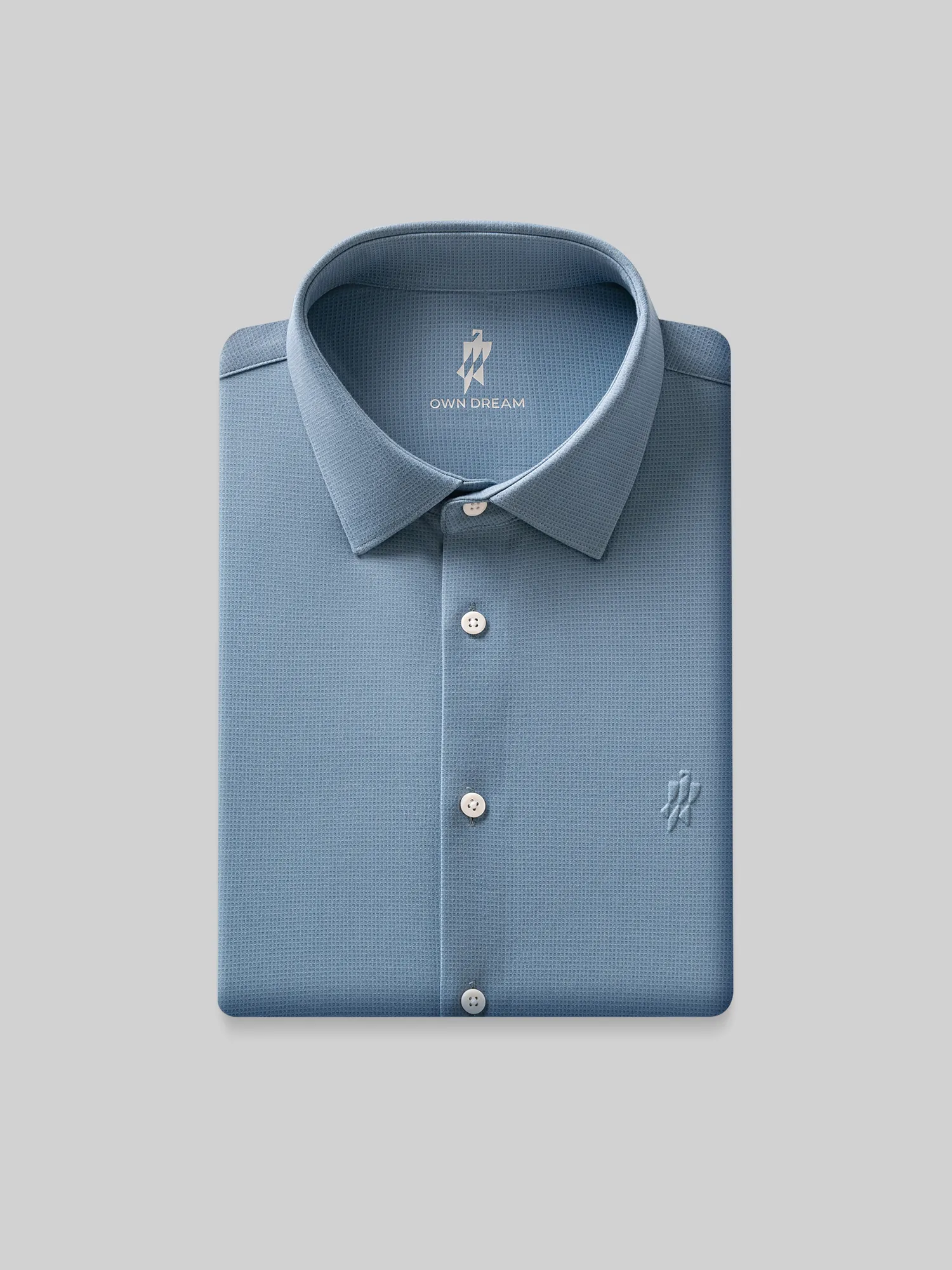 WarmTech Ultra Ice Blue Check Cashmere Stretch Shirt