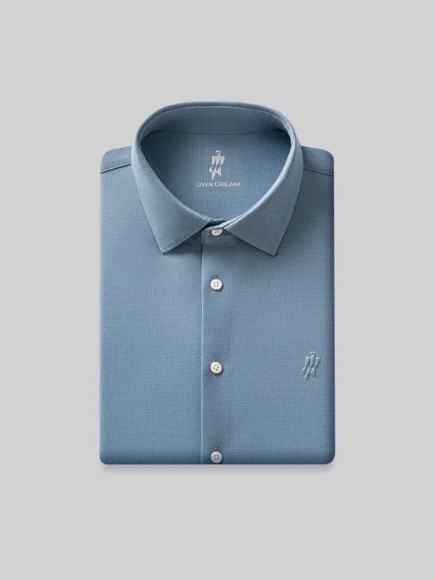 WarmTech Ultra Ice Blue Check Cashmere Stretch Shirt