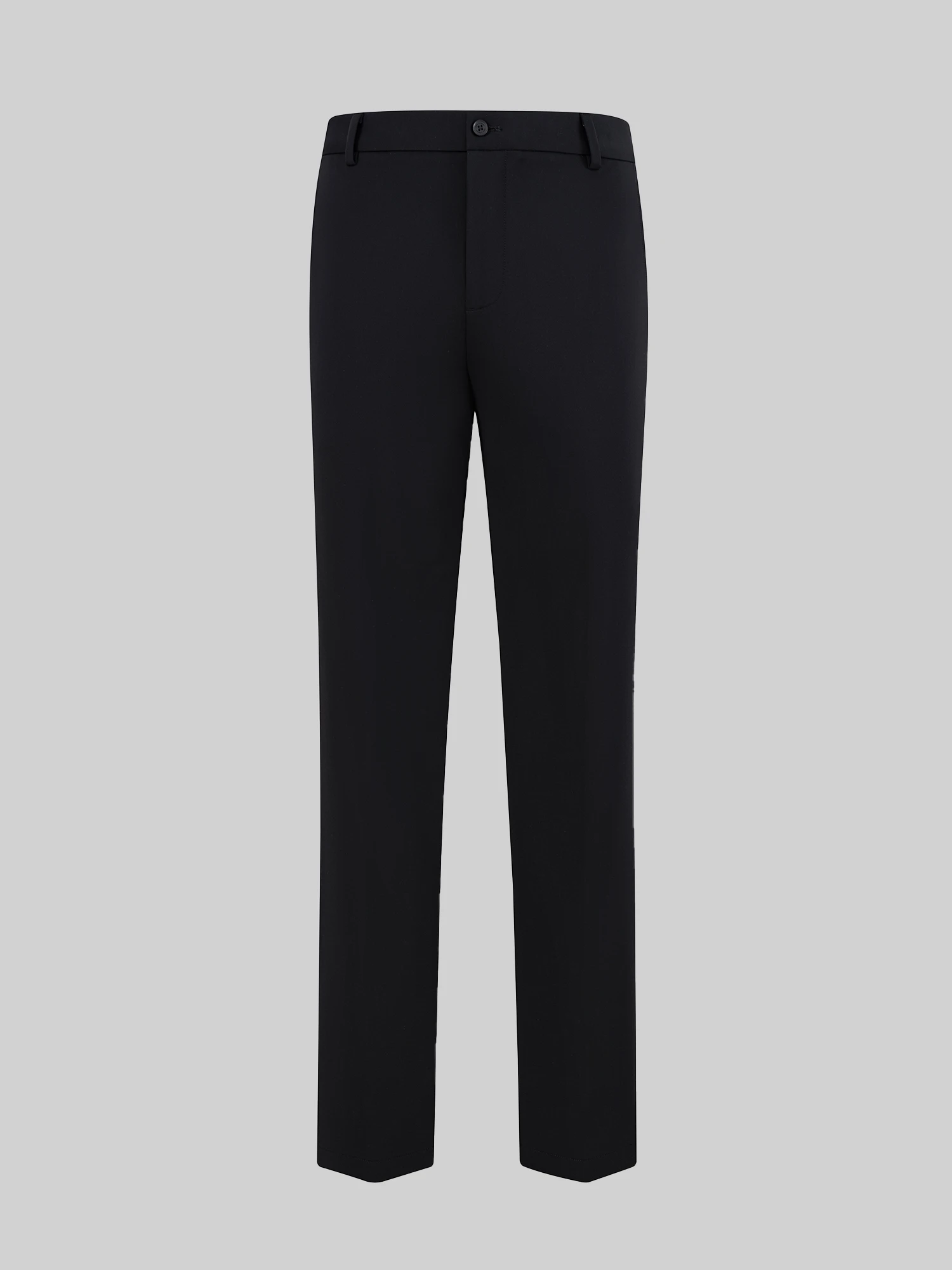 Shadow Black Silk Wool Stretch Casual Pants