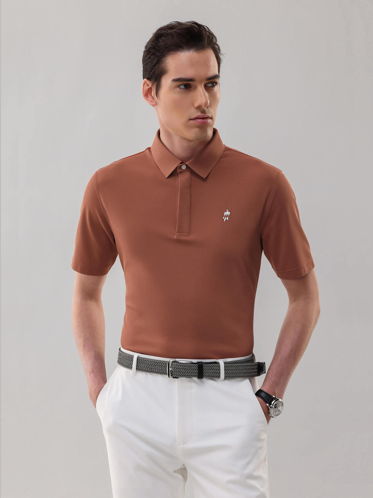 Coral Orange High-Stretch Short-Sleeve Polo 