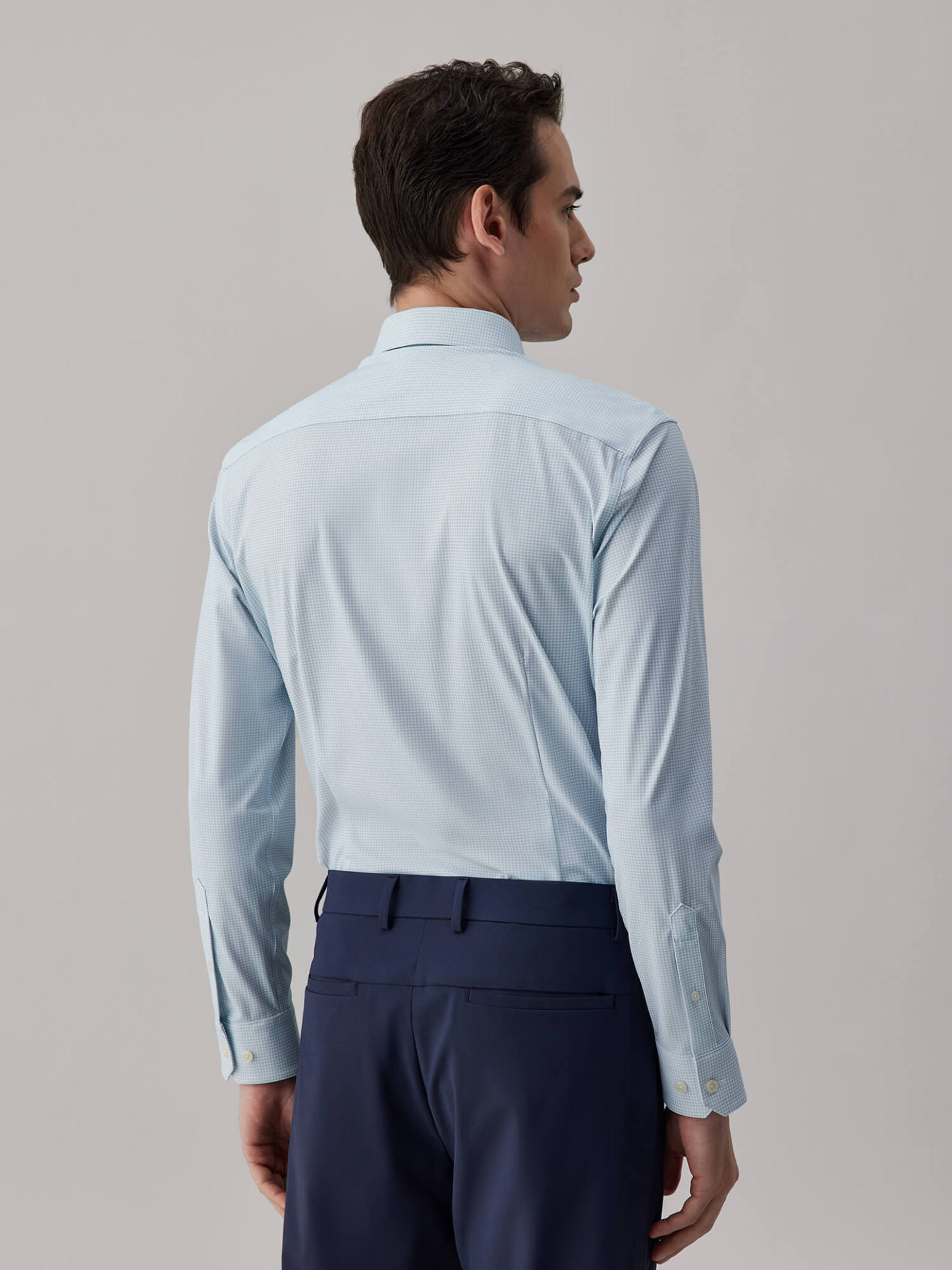 Glacier Gray Blue Check High-Stretch Shirt