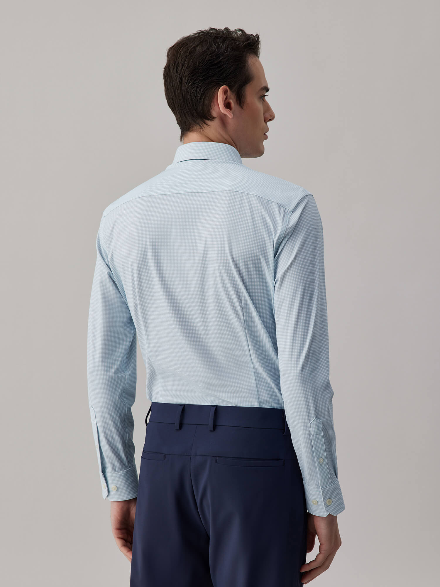 Glacier Gray Blue Check High-Stretch Shirt