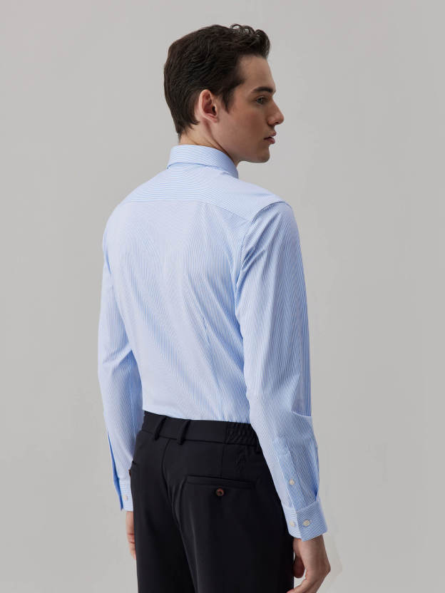 Glacier Blue Striped High-Stretch Shirt 