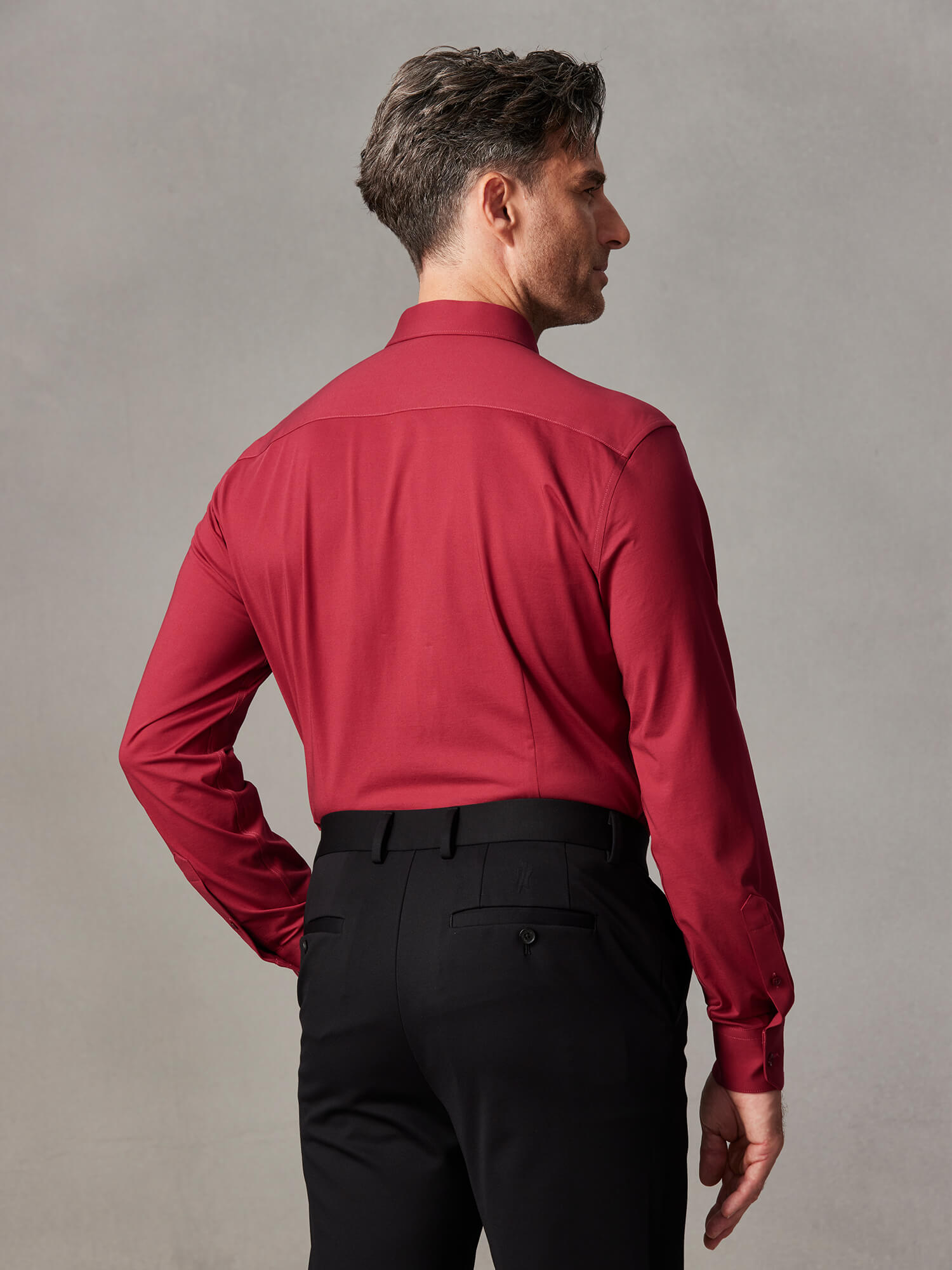 Bordeaux Red Stretch Shirt-Own Dream Shirts-Dress Shirts for Men
