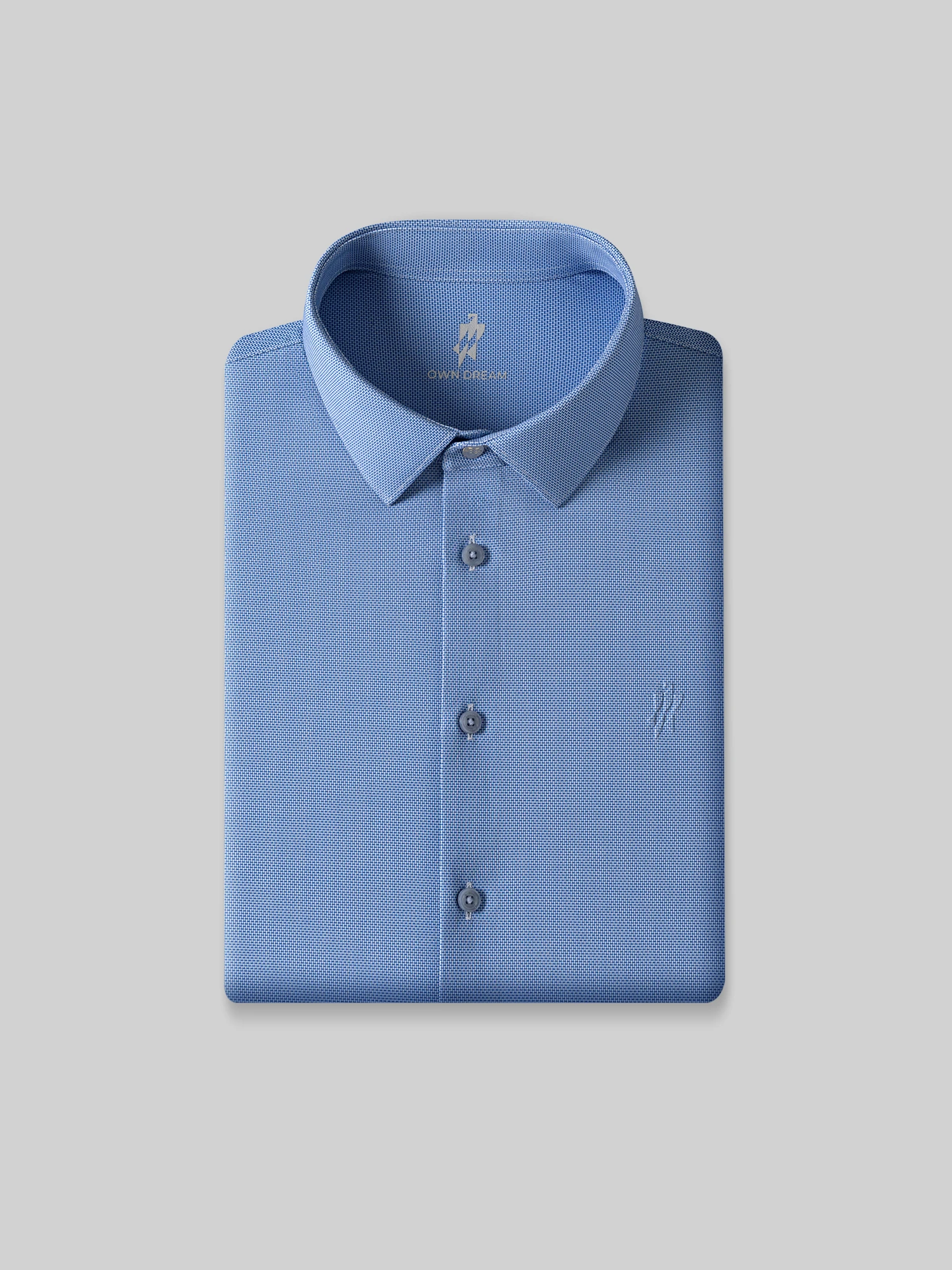 Ocean Blue Check Stretch Shirt