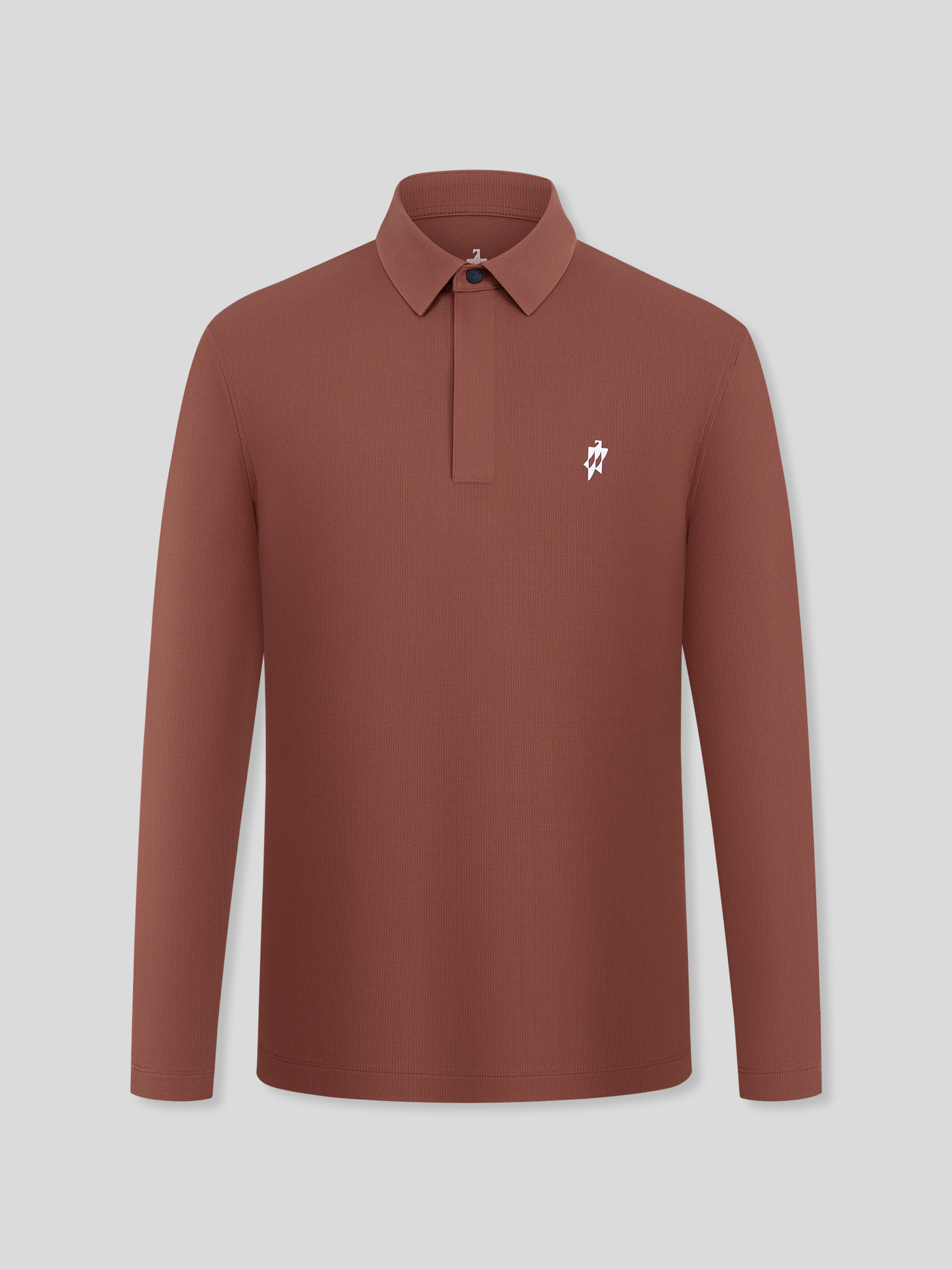 Oak Brown Long-Sleeve Stretch Polo