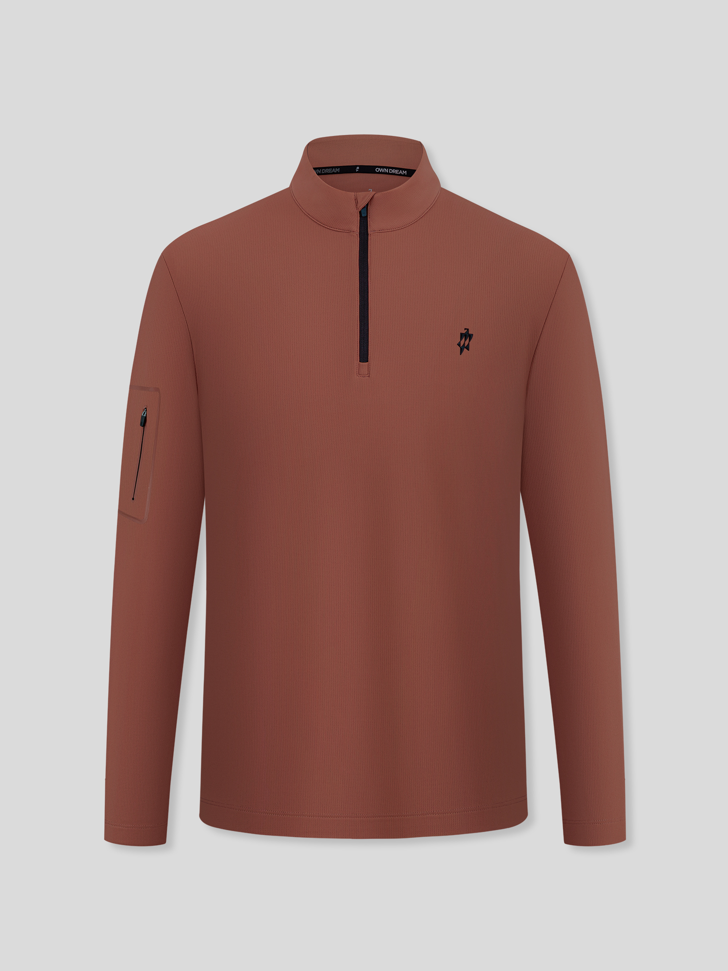 Oak Brown Long-Sleeve Stretch Polo