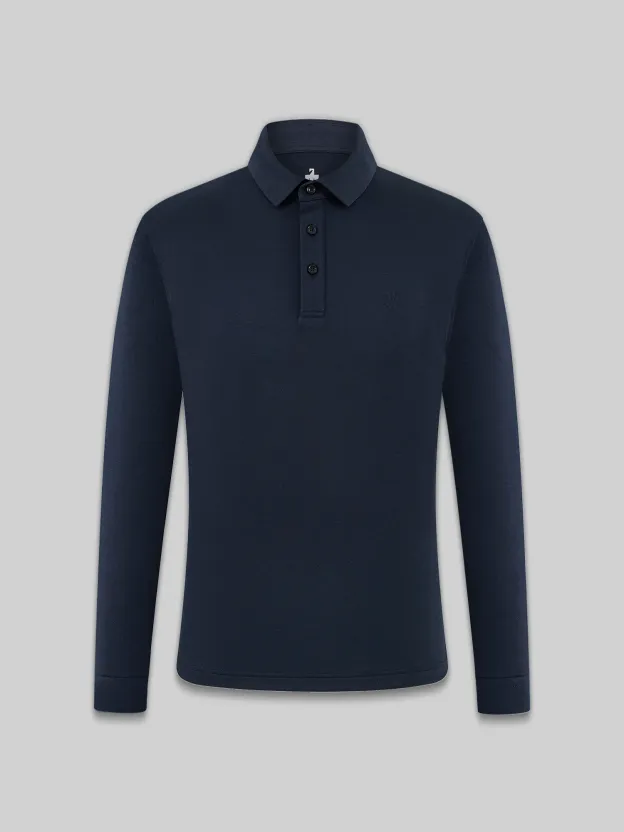WarmTech Max Navy Blue Silk Cashmere Stretch Polo