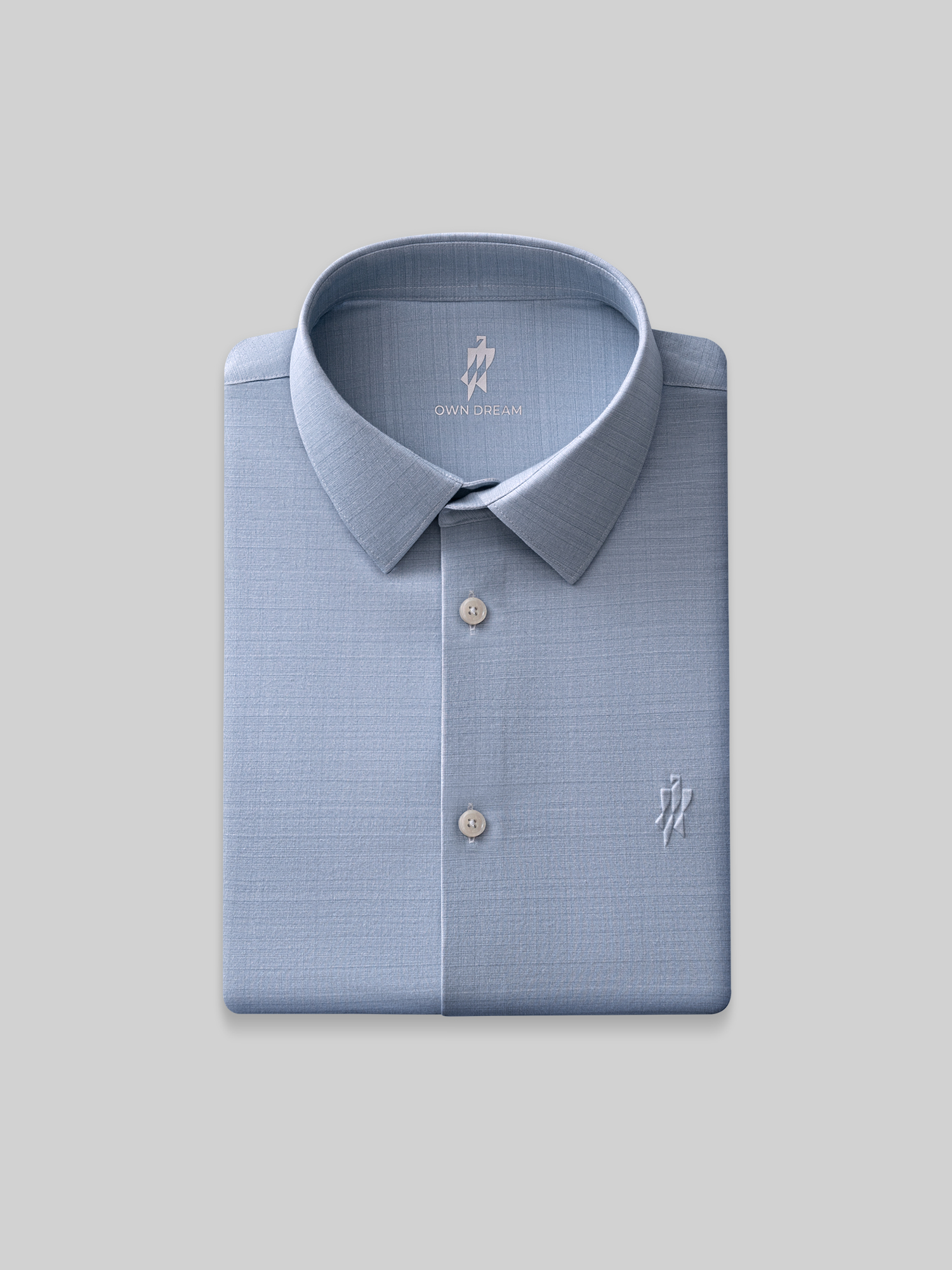 Mist Grey Cloudweave Pima Cotton High-Stretch Mulberry Silk Dress Shirt-Own Dream Shirts-Dress Shirts for Men