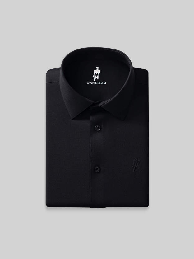 Non-Iron Stretch Black Shirt-Own Dream Shirts-Dress Shirts for Men