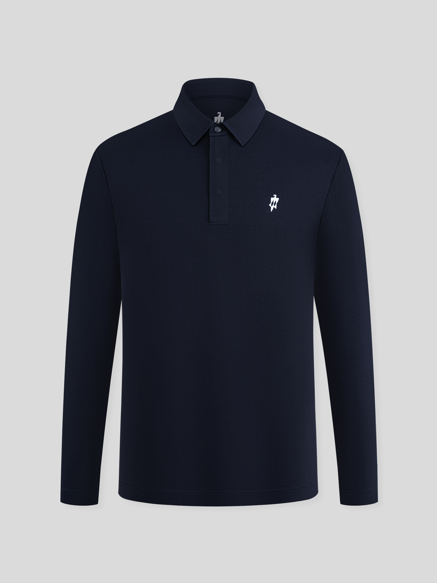 Deep Navy Long-Sleeve Stretch Polo