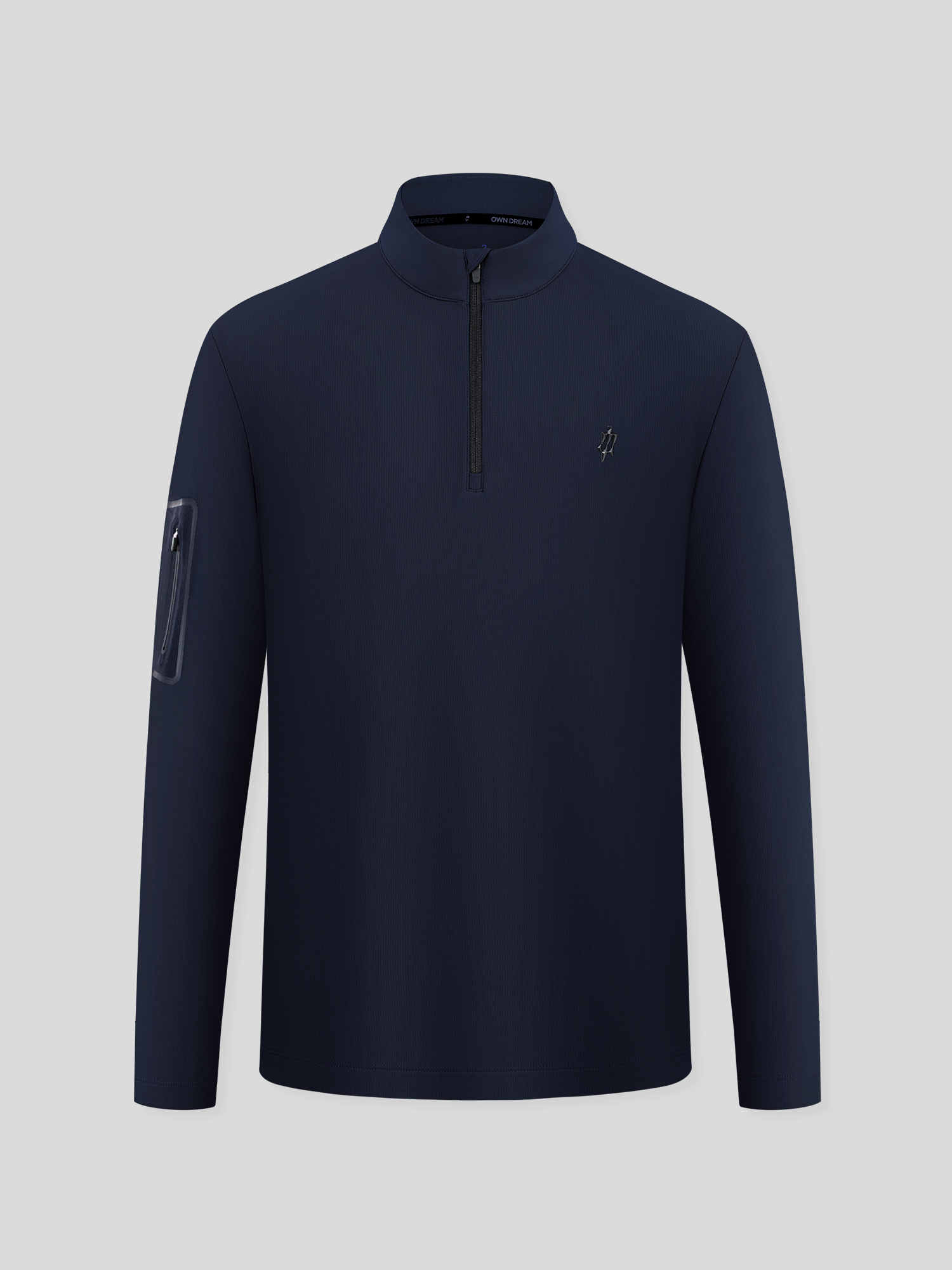 Deep Navy Long-Sleeve Stretch Polo