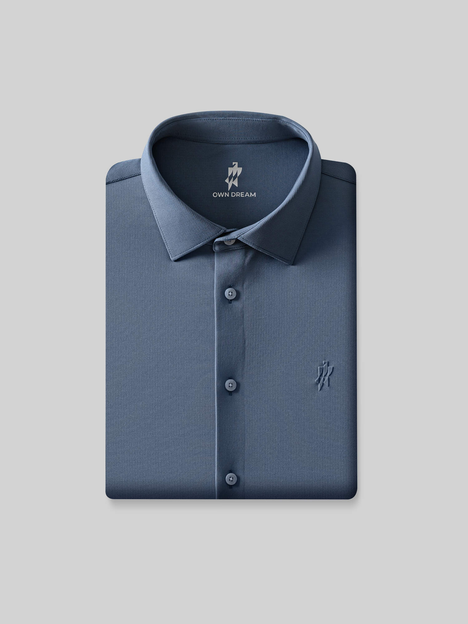 Deep Sea Blue Wool Check High-Stretch Shirt-Own Dream Shirts-Dress Shirts for Men