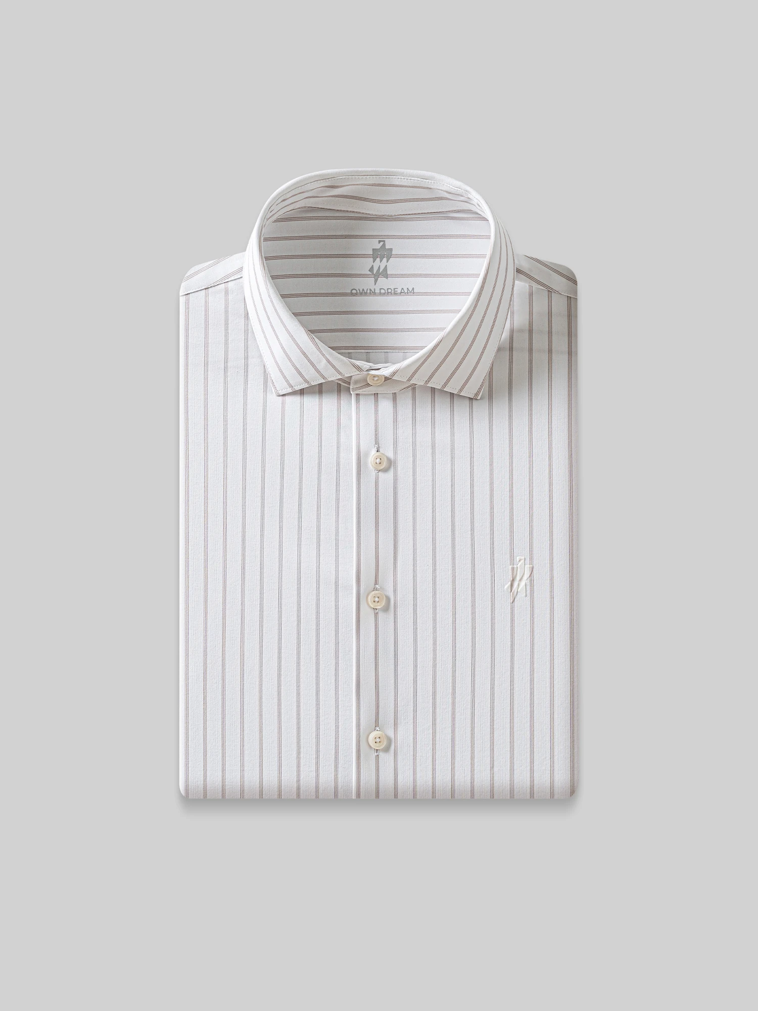 White Oak Ring Mocha Stripe Stretch Shirt