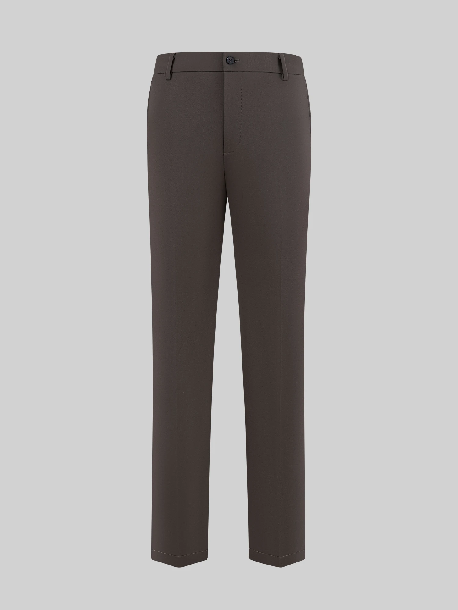 Amber Brown Silk Wool Stretch Casual Pants