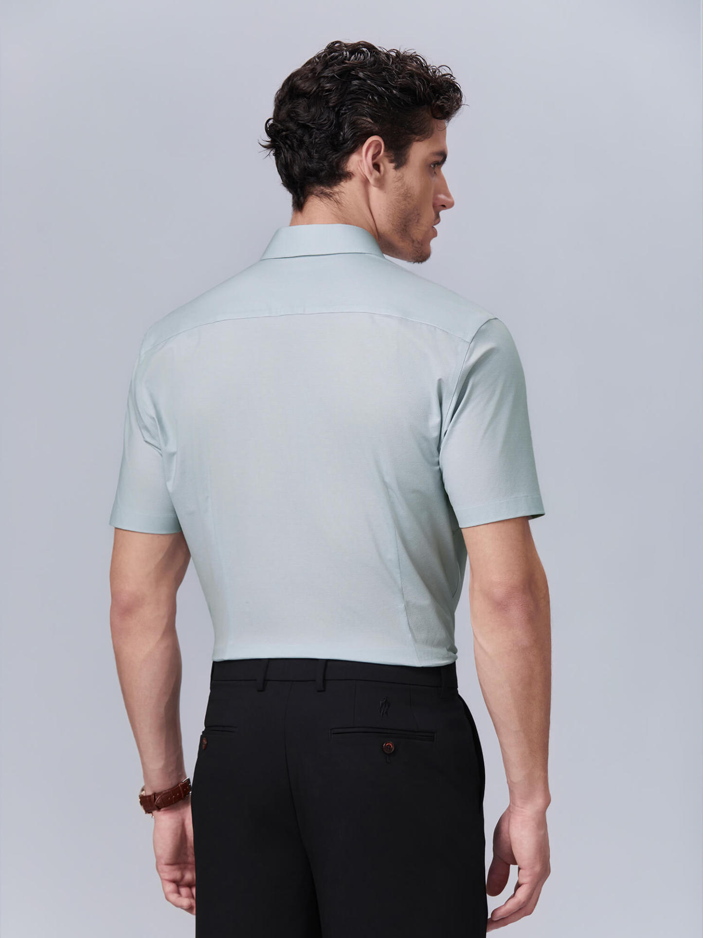 Frosted Moss Green High-Stretch Short-Sleeve Shirt
