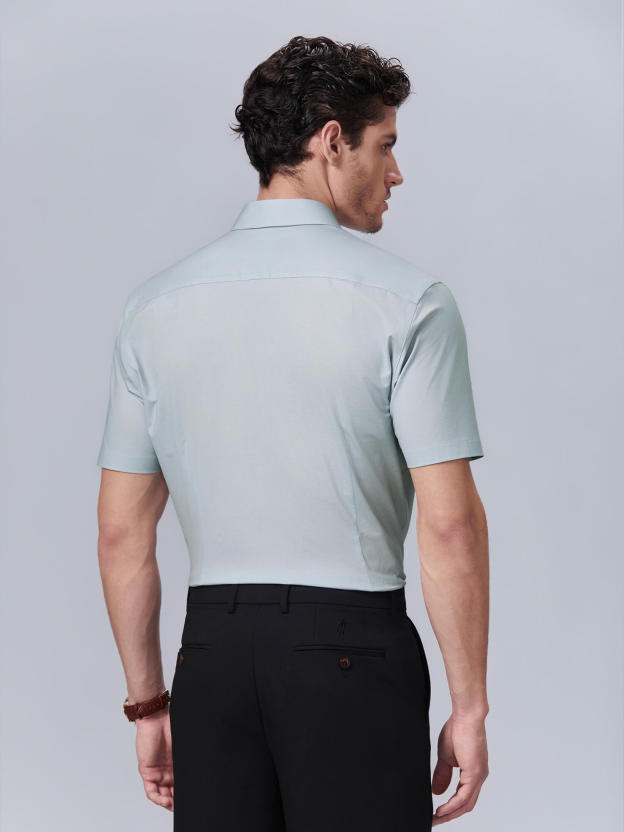Frosted Moss Green High-Stretch Short-Sleeve Shirt
