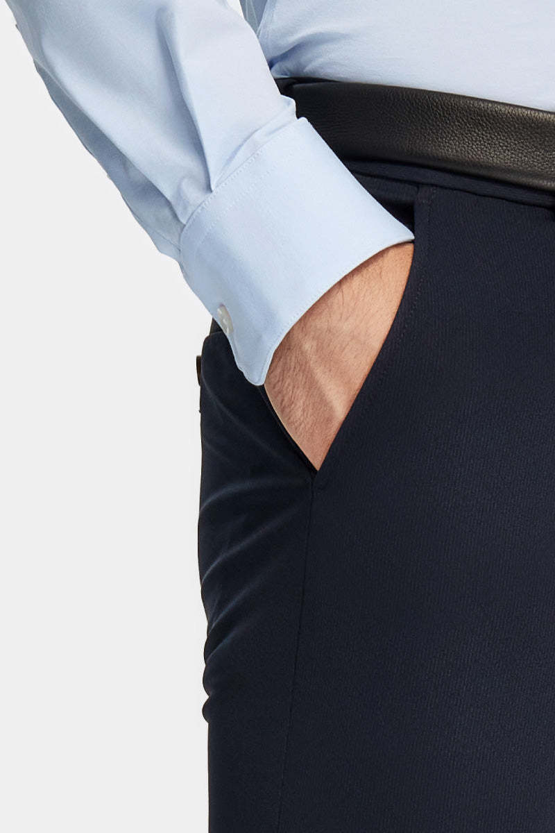Night Sky Blue / Black Printed Cotton Stretch Dress Pants-OWN DREAM Shirts