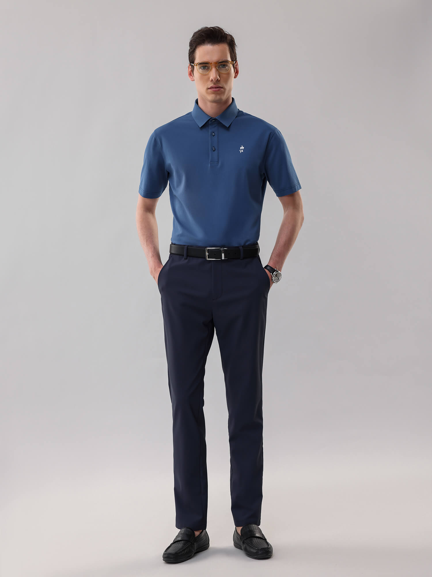Cobalt Blue High-Stretch Polo-Own Dream Shirts-Dress Shirts for Men