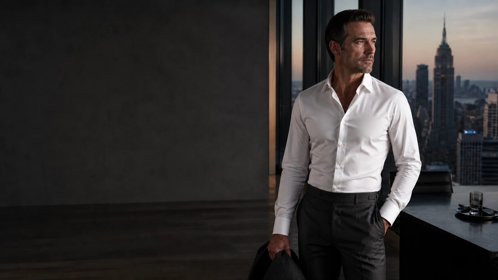 OwnDream executive in a white performance dress shirt