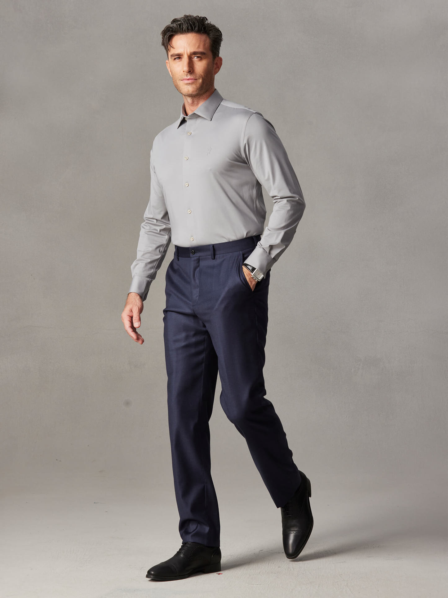 Silver Dragon Grey High Stretch Shirt-Own Dream Shirts-Dress Shirts for Men