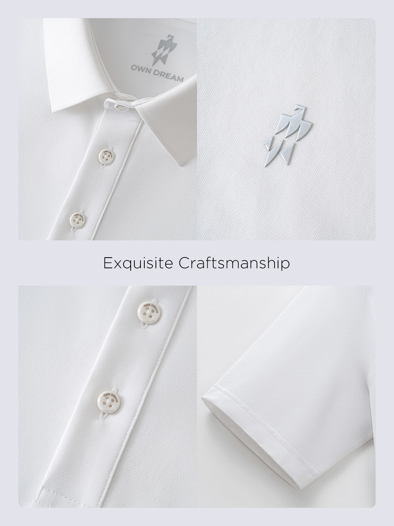 Ivory White High-Stretch Polo-Own Dream Shirts-Dress Shirts for Men