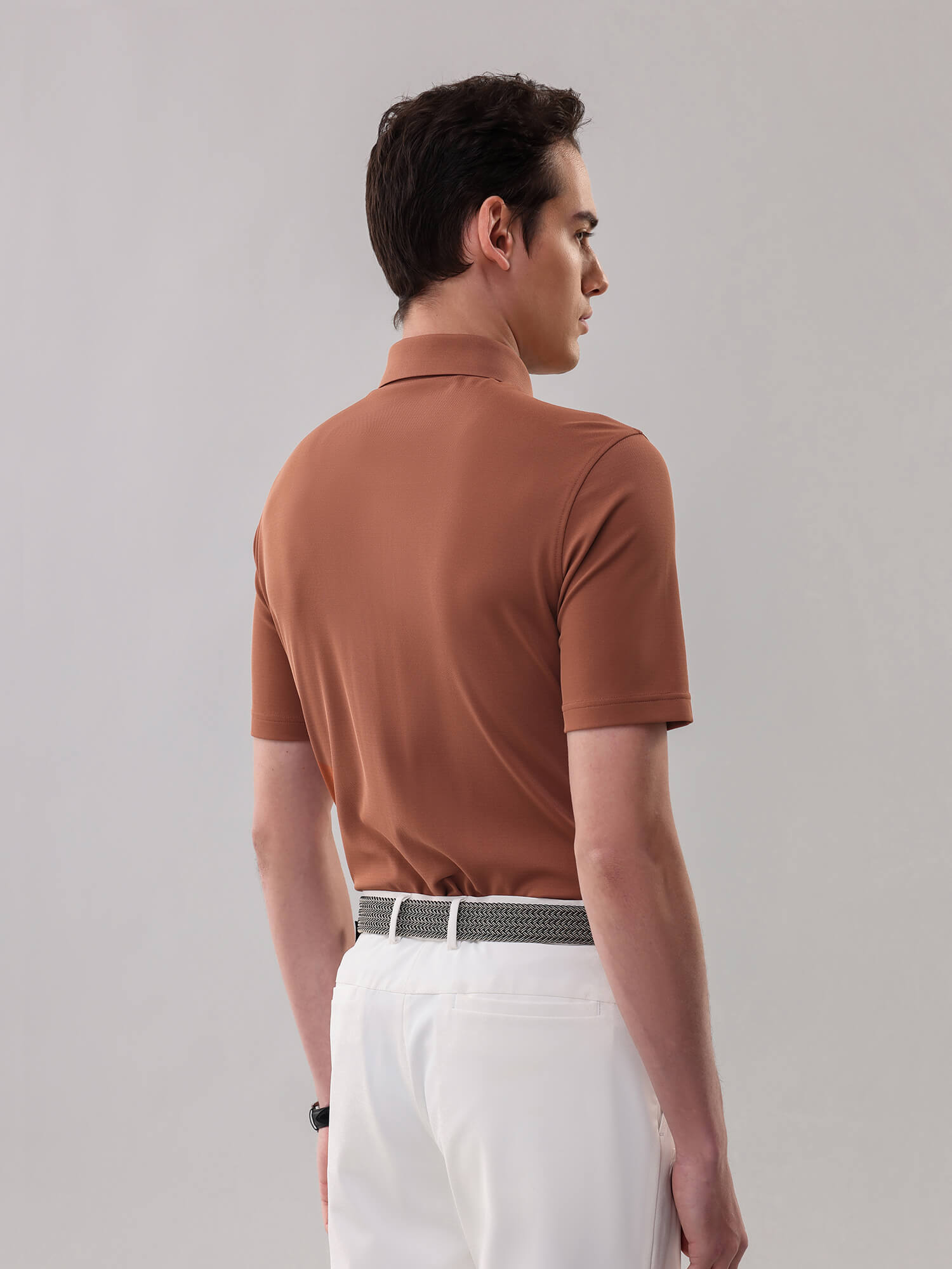 Coral Orange High-Stretch Short-Sleeve Polo 