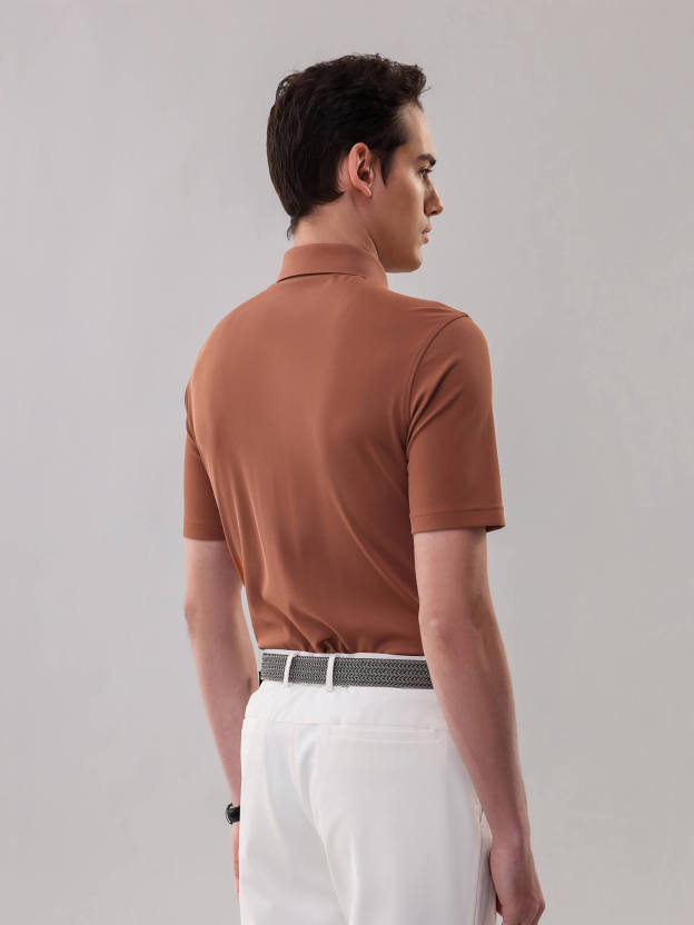 Coral Orange High-Stretch Short-Sleeve Polo 