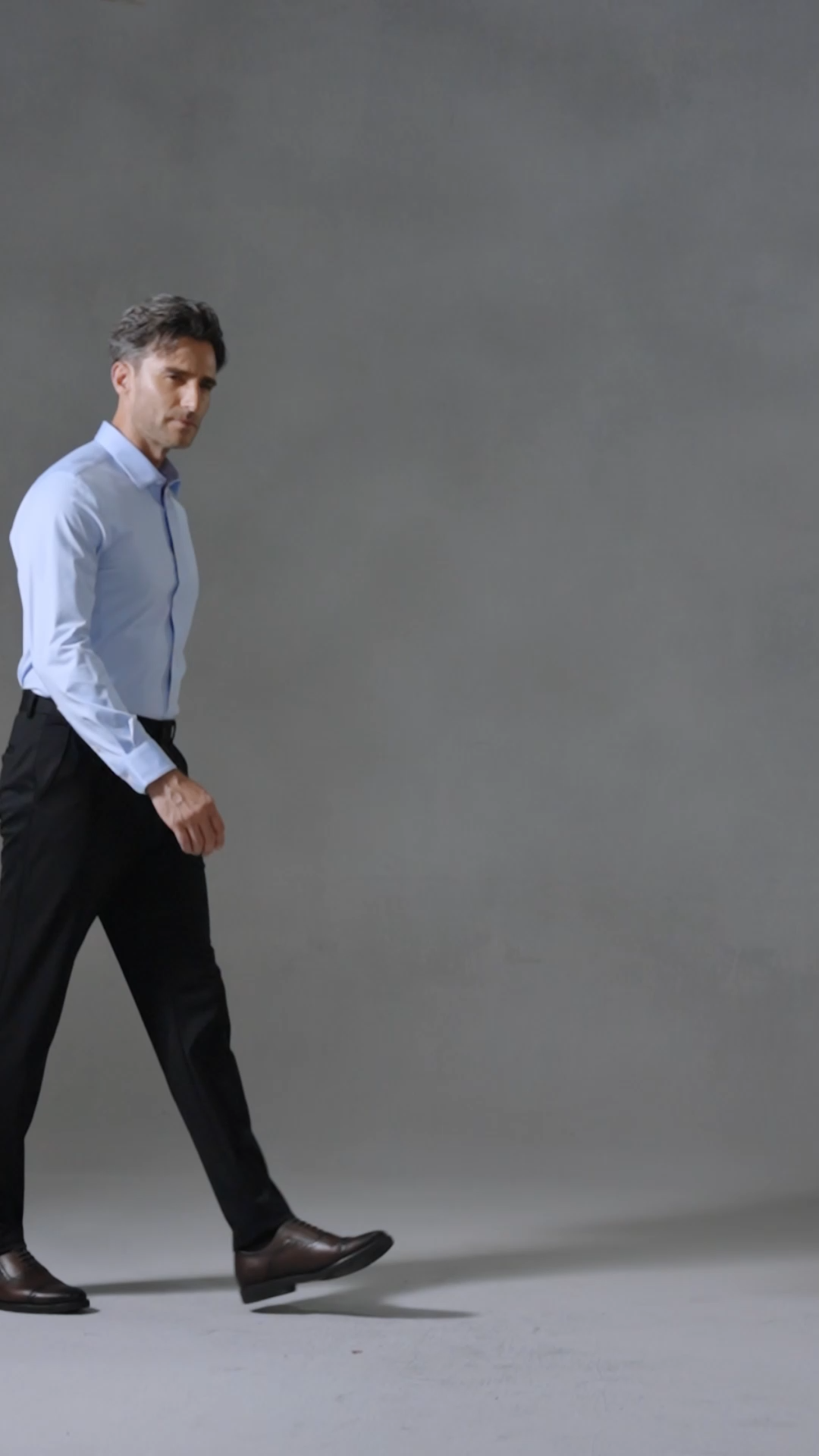 Classic Blue Stretch Shirt & Black Pants Set