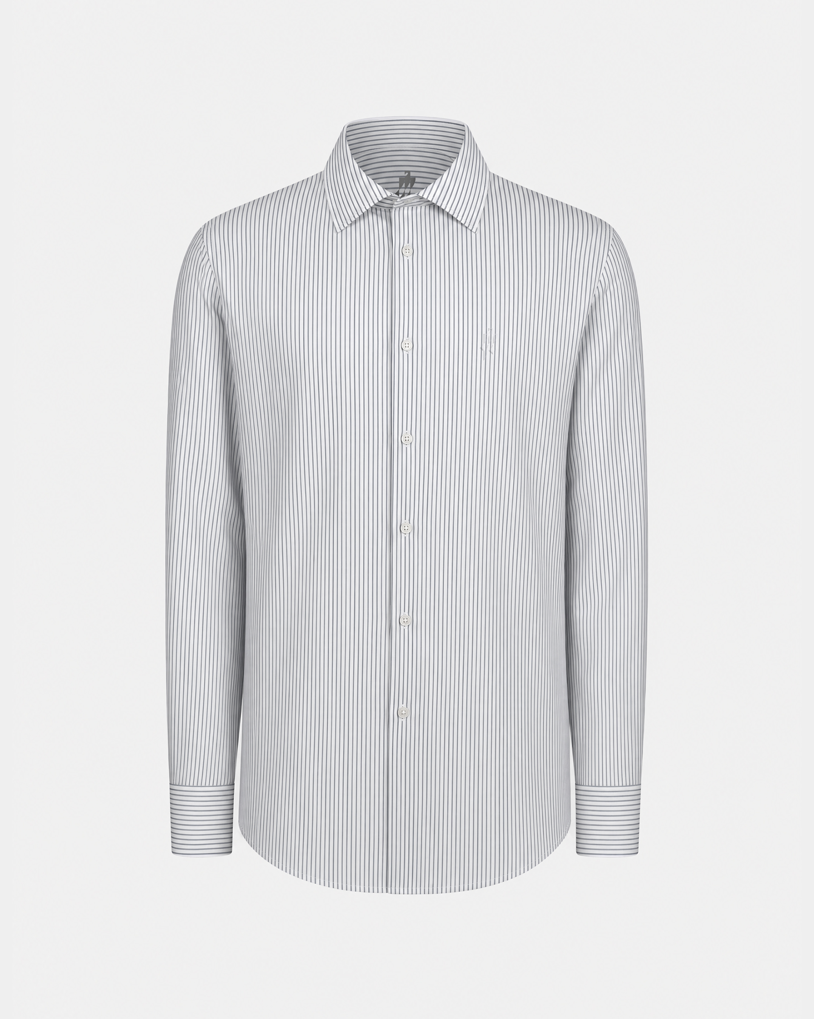 Breathable Stone Gray Stripe Stretch Shirt