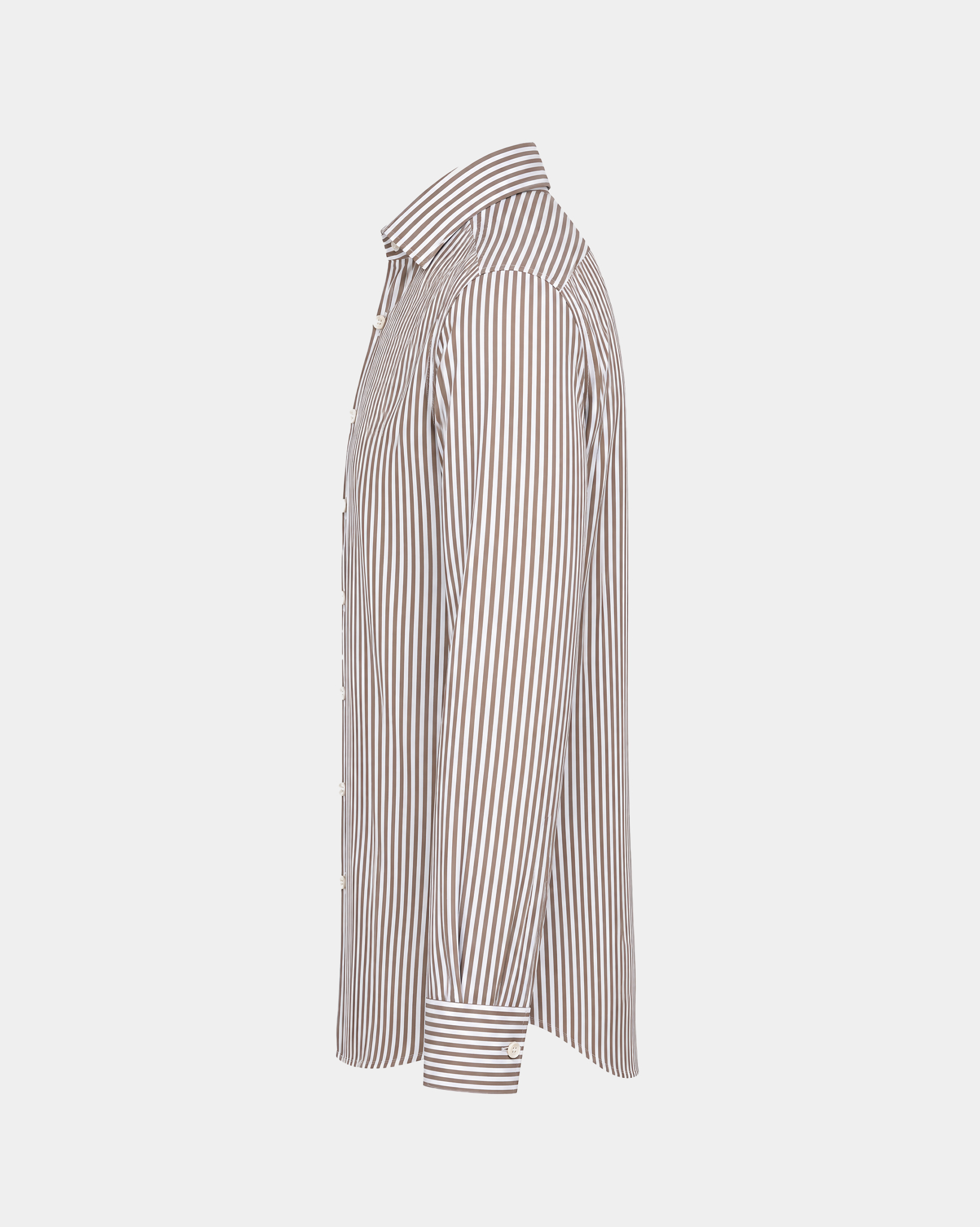 Prestige WarmTech Stretch Dress Shirt - Mocha Brown Stripe