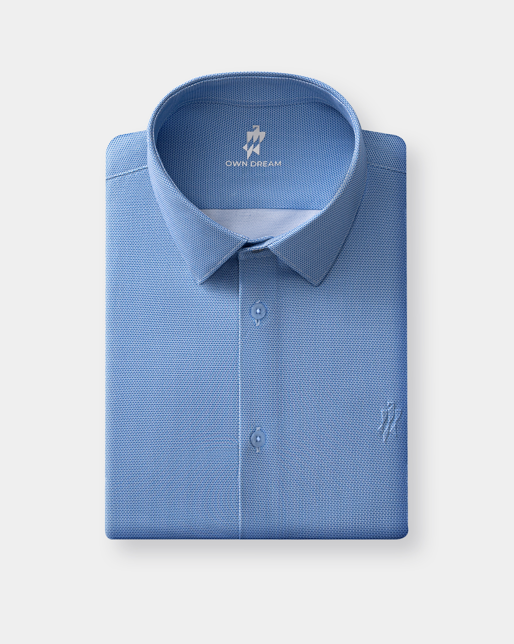 Ocean Blue Check Stretch Shirt