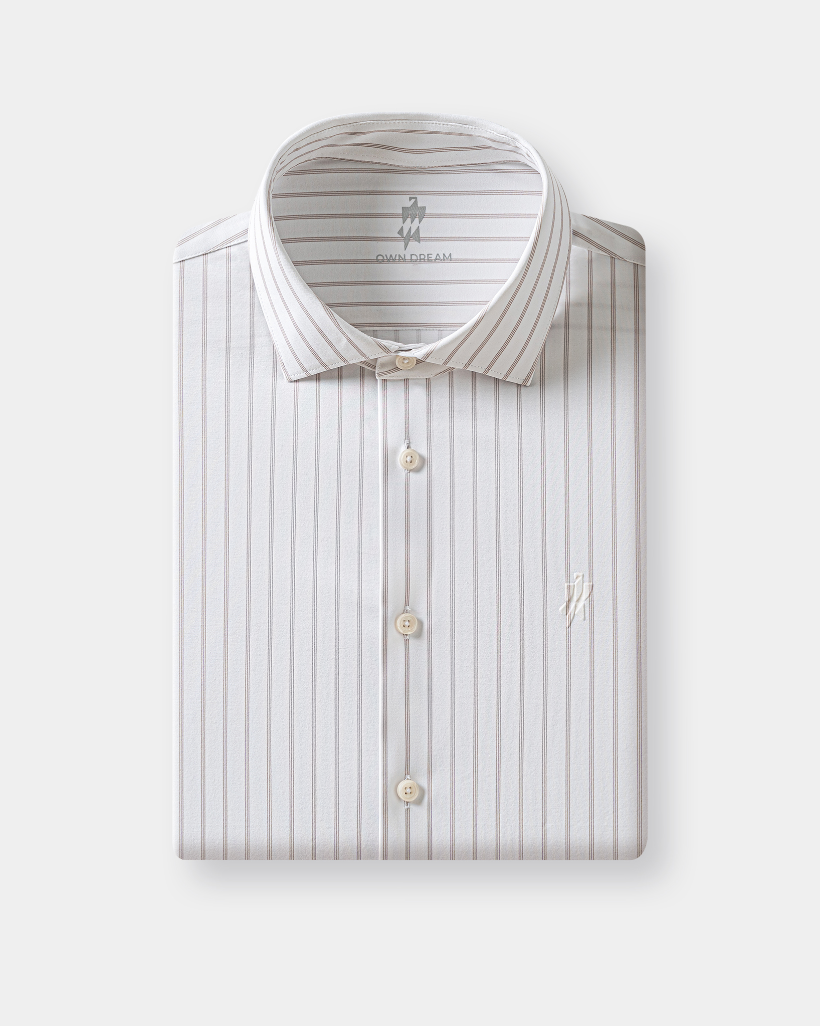 PimaCore™ Prestige Comfort Stretch Shirt - White Oak Ring Mocha Stripe