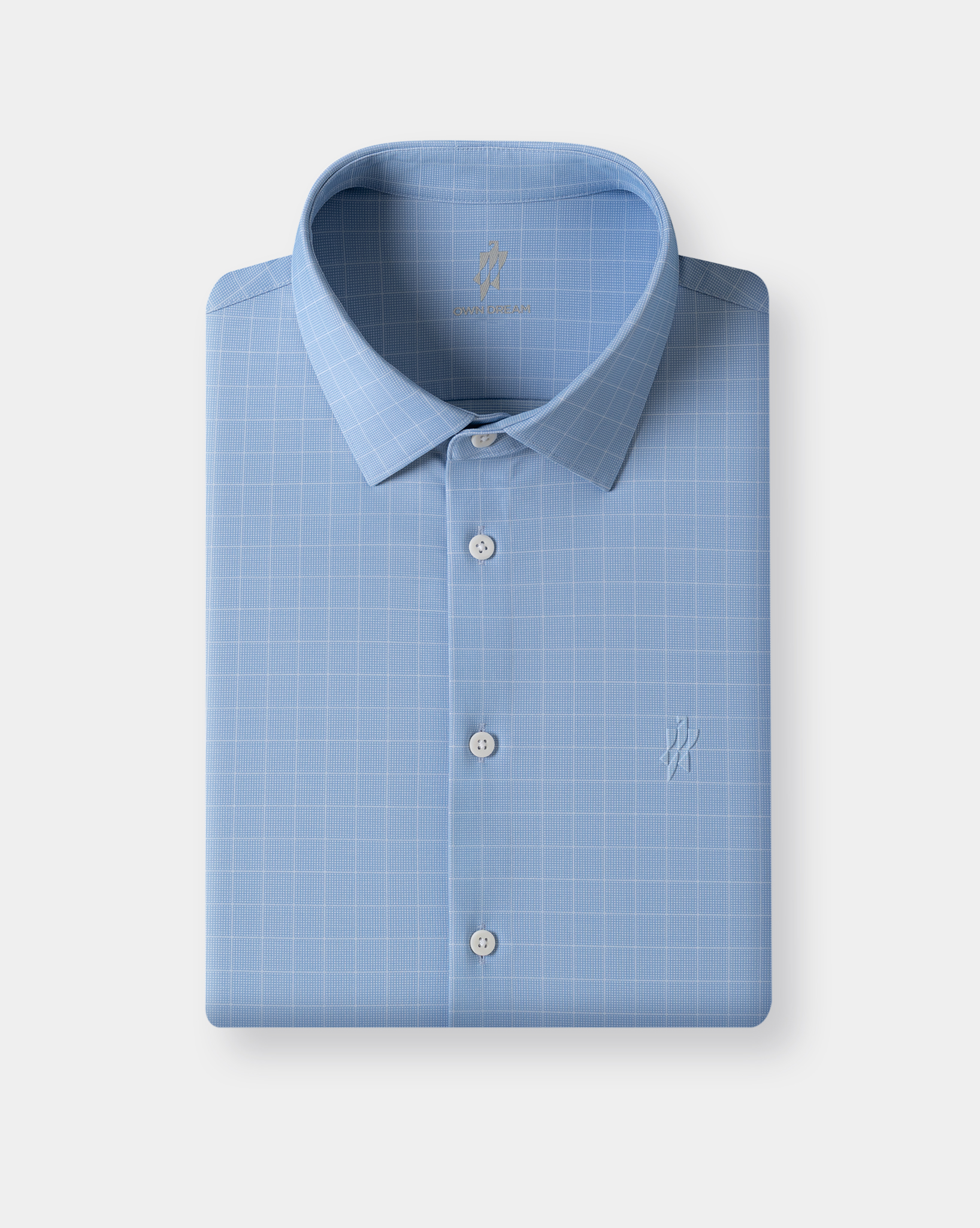Light Blue Plaid Stretch Shirt